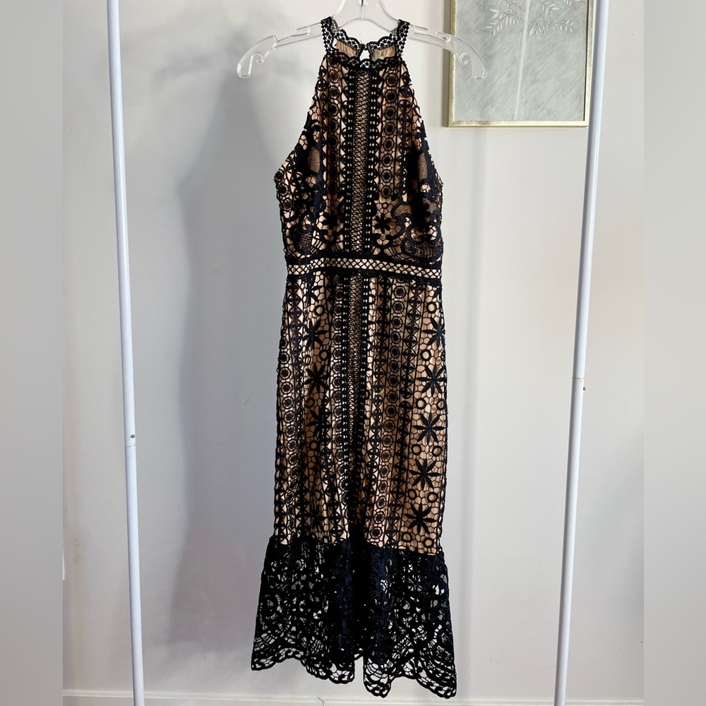 Lace Halter Midi Dress